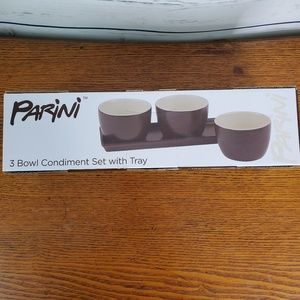 Parini Condiment Set 3 Bowls Tray Serving